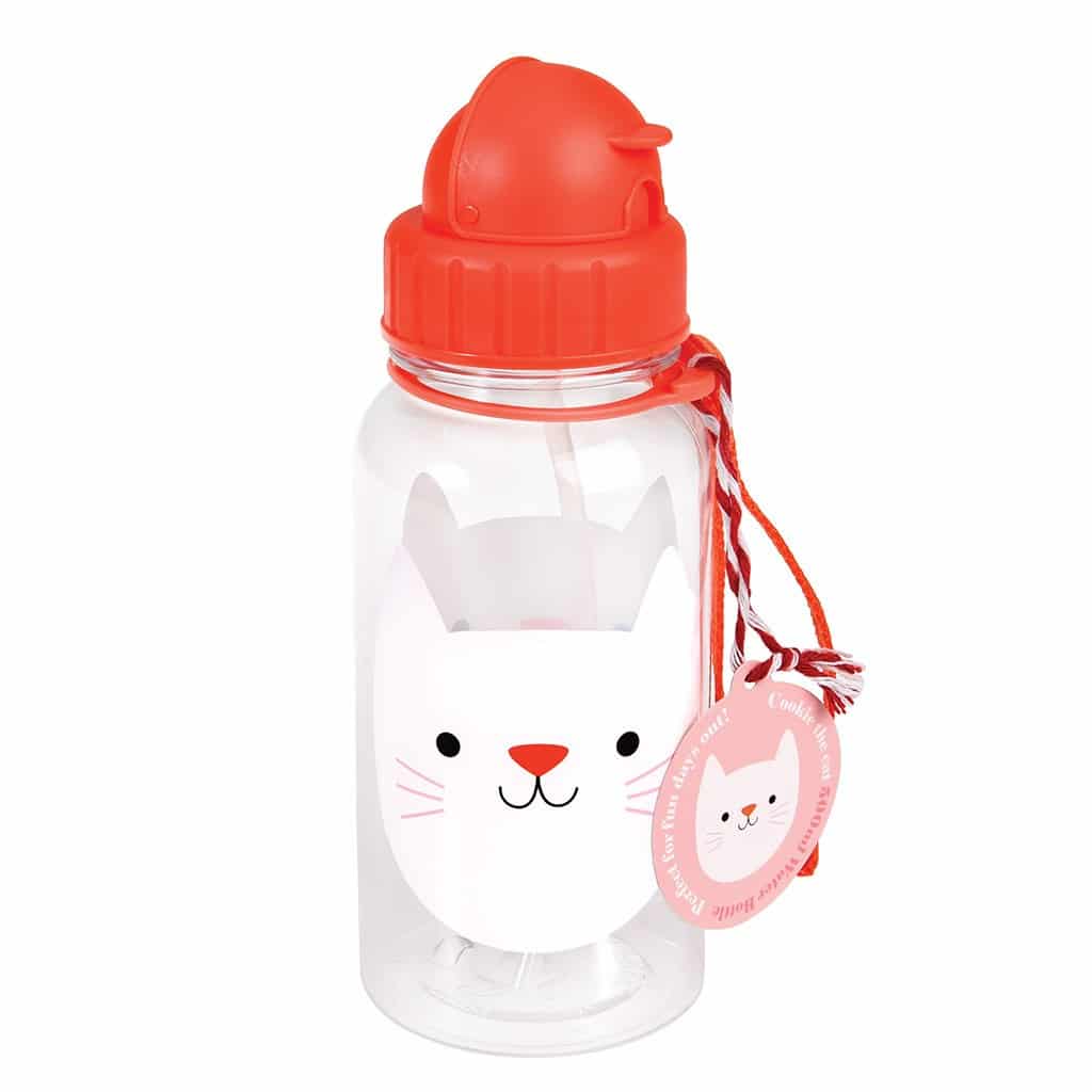 Botella agua con pajita - Cookie the Cat  Este verano con Babyniceness® -  Regalos Originales para Bebés