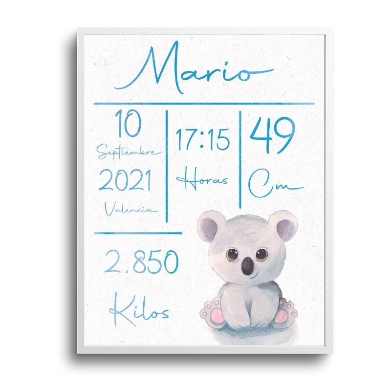 Natalicio bebé Koala Azul Mario