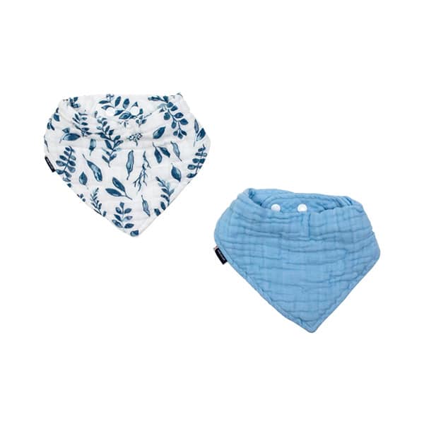 babero muselina blue leaves bebe au lait babyniceness