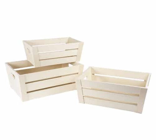 set 3 cestas de madera natural
