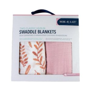Pack+2+Muselinas+pink+leaves+envoltorio+bebe+au+lait+babyniceness