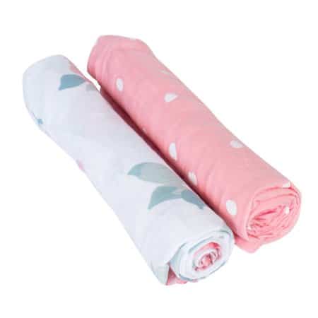 Pack 2 Baberos Bandana Muselina Pink Leaves Bebe au Lait