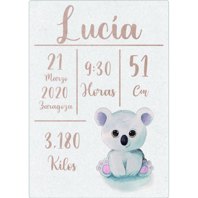 Natalicio bebe personalizado BabyD Koala Marrón