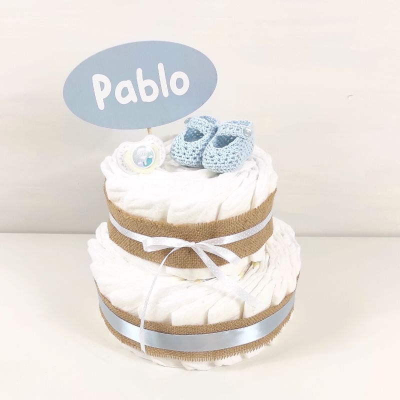 tarta+pañales+azul